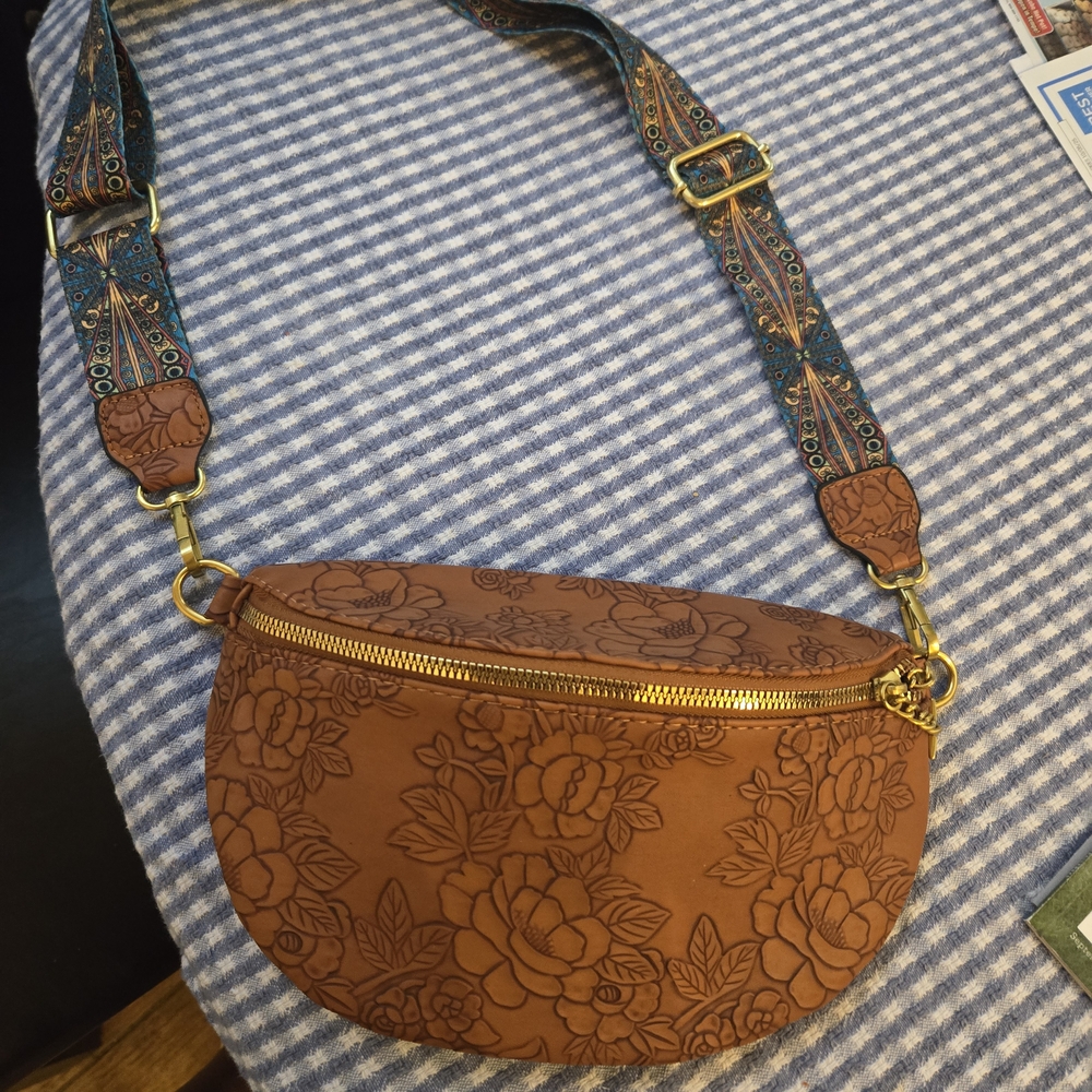 Floral Brown Crossbody Bag